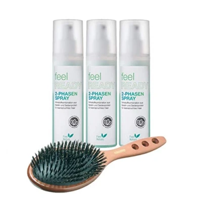 Abbildung von Feel Nature 2 Phasenspray 200 ml 3 Stück NEUE Aufmachung Ready &amp; Hairforce Haarbürste Palisander