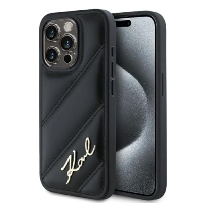 Abbildung von CG Mobile Karl Lagerfeld KLHCP15XPQDSMGK Hülle für iPhone 15 Pro Max 6.7&quot; Schwarz hardcase Diagonal Quilted Script