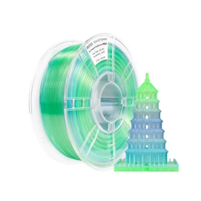 Abbildung von iBOSS Gradient PLA Plus 3D Drucker Filament 1,75 +/ 0,02 mm, 1 kg Spule (2,2lbs) Transparentes Dreifarbiges Pro Filament, Passend für die meisten FDM (Transparent Lila Blau Grün)