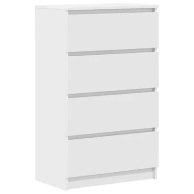 Abbildung von vidaXL Sideboard, Kommode mit viel Stauraum, Schrank 4 Schubladen, Schubladenschrank Anrichte für Wohnzimmer, Modern, Weiß 60x35x98,5cm Holzwerkstoff