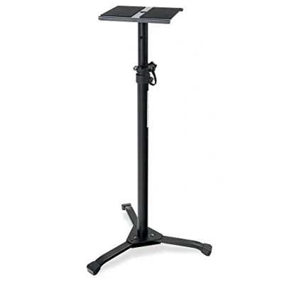 Abbildung von Pronomic SLS 20 Studio Monitor Stativ faltbar klappbare Füße höhenverstellbar von 75 cm bis 130 Ablagefläche mit Moosgummistreifen für Monitorboxen oder HiFi Lautsprecher schwarz