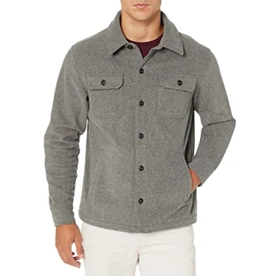Abbildung von Amazon Essentials Herren Polar Fleece Hemdjacke mit Langen Ärmeln, Dunkelgrau Meliert, XXL