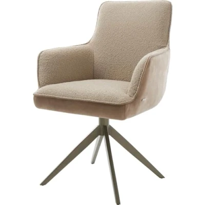 Abbildung von Drehstuhl Heira Flex mit Armlehnen Materialmix Schlamm Kreuzgestell breit Effektfinish Titan 360 drehbar Wippfunktion Taschenfederkern