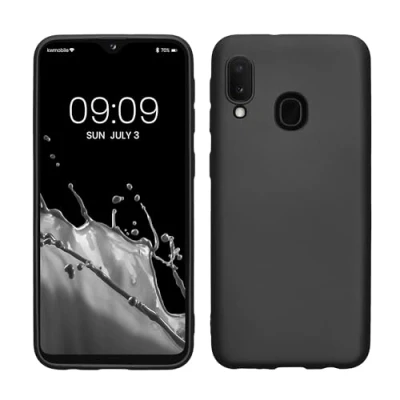 Abbildung von kwmobile Case kompatibel mit Samsung Galaxy A20e Hülle Schutzhülle aus Silikon metallisch schimmernd Handyhülle Metallic Grau