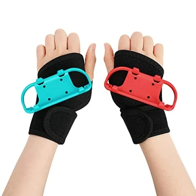 Abbildung von inRobert Armband for Nintendo Switch Joy con Controller, kompatibel mit Just Dance 2025 2024 2023 2022 2021 2020, 2 teiliges verstellbares, klebriges Armband, passend Erwachsene (rot und blau)
