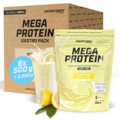 Abbildung von Energybody Mega Protein Quark Zitrone/Gastropack 3000 g/Mehrkomponenten mit Casein Whey Mix als Eiweißshake/Eiweisspulver ohne Aspartam/Protein Pulver