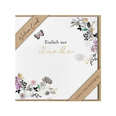 Abbildung von bsb Dankeskarte Blumen &amp; Schmetterling Nature Card Nachhaltige Grußkarten Karten mit Umschlag Geschenk beste Freundin oder Freund Karte Liebe Freundschaft 15,5x 15,5 cm