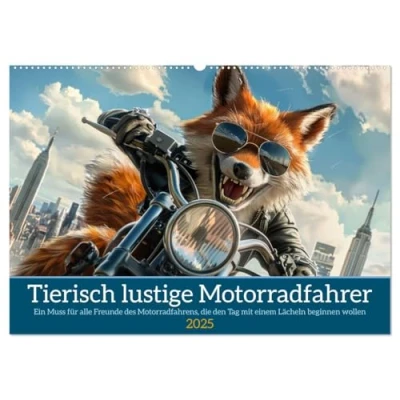 Abbildung von Tierisch lustige Motorradfahrer (Wandkalender 2025 DIN A2 quer), CALVENDO Monatskalender