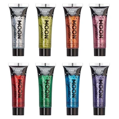 Abbildung von Moon Glitter Gel mit klassischem feinem 12ml Set 8 Farben Glitzer Gesichtsfarbe