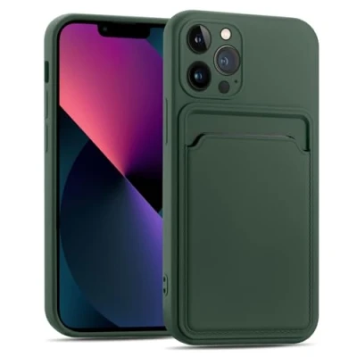 Abbildung von CoolGadget Card Case für iPhone 13 Pro, TPU Schutzhülle mit Kartenfach und erhöhtem Kantenschutz, Grün