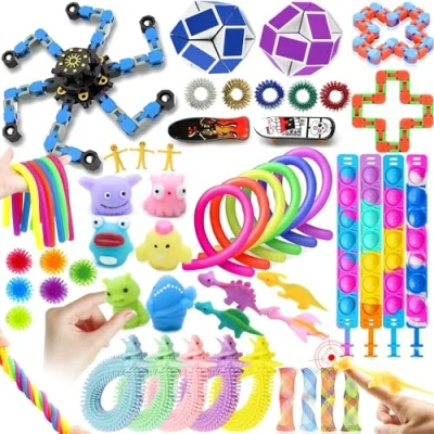Abbildung von 50 Pcs Fidget Toys Set, Stress Angst Relief Spielzeug für Kinder Und Erwachsene, Finger Toys, Anti Autismus ADHS, Sensorisches Set Geburtstagsfeier