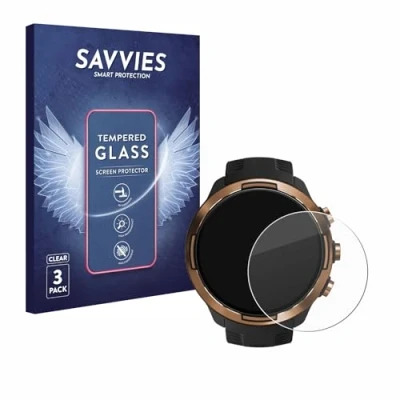 Abbildung von Savvies Panzer Schutz Glas für Suunto 9 Baro (3 Stück) 9H Hartglas, Anti Fingerprint, Displayschutz