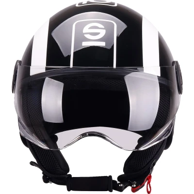 Abbildung von Sparco Riders Sp601 Motorradhelm, Scooter ECE 22.06 Homologiert, Demi Jet Helm mit Anti Kratz Visier und Micrometric Auslösung, SCHWARZ/Weiss, XS