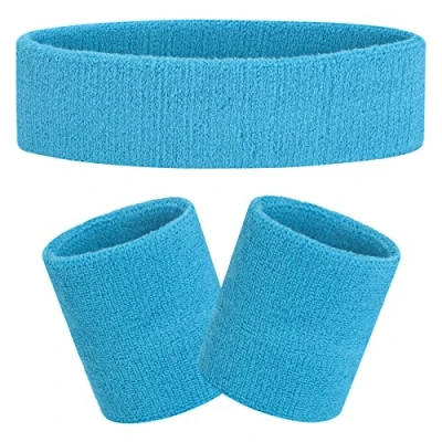 Abbildung von FACATH Gestreiftes Schweißband Set Sport Stirnband Armband Frottee Sportübungs Basketball Stirnbänder