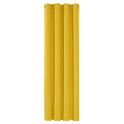 Abbildung von Deconovo Blickdichte Gardinen mit Ösen Verdunkelungsvorhänge Wohnzimmer Dicke Thermogardine Kälteschutz warm Hitzeschutz, 183x132 cm(HöhexBreite), Senfgelb, 1 Stück