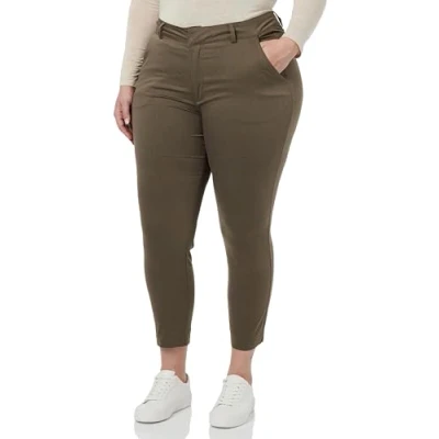 Abbildung von Kaffe Damen Women&#039;s Trousers Cropped Length Slim Fit Mid Rise Regular Waist Hose, Canteen,