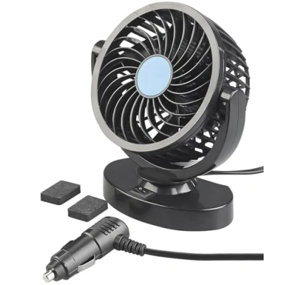 Abbildung von Lescars 12V Ventilator: Kfz Ventilator für 12 V Anschluss, 2 Geschwindigkeits Stufen, 3 Watt (12 Volt Ventilator, Auto Volt, Innenraum)