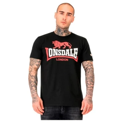 Abbildung von Lonsdale Herren T Shirt Normale Passform Lion Two Tone Black/Red/White 3XL