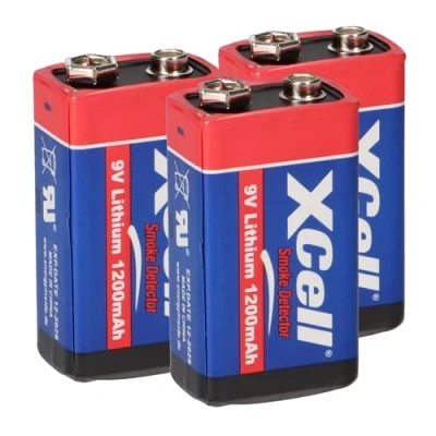 Abbildung von 3X Batterie Lithium 9 Volt Block 1200mAh, 9v E (U9VL, CR 9V, 6LR61) 10 Jahres ideal für z.B. Rauchmelder, Feuermelder, Messgeräte, Mikrofone u.v.m. AKKUman Set (3 Stück)