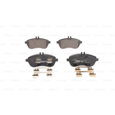Abbildung von BOSCH 0 986 494 593 Bremsbelagsatz Low Metallic mit Anti Quietsch Blech, Schrauben Feder, Zubehör MERCEDES BENZ: C Klasse T modell