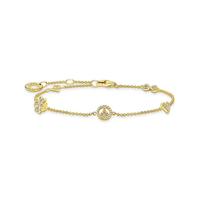 Abbildung von Thomas Sabo Damen Armband mit Symbolen 925er Sterlingsilber 750er Gelbgold Vergoldung Zirkonia, A2039 414 14 L19V