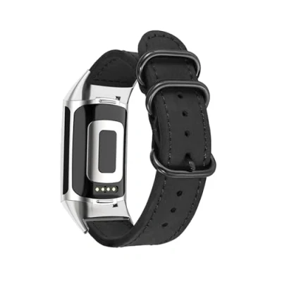 Abbildung von Armbänder für Fitbit Charge 6/Charge 5 Armband, PU Weich Leder mit Schnalle Rostfreiem Stahl Armband Herren Damen (B)