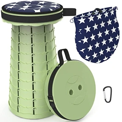 Abbildung von LOCYOP Tragbarer klapphocker mit Kissen,Campinghocker faltbar,teleskophocker Faltbarer für Erwachsene Wandern, Angeln, Reisen, Grillen Tragfähigkeit 200kg Tragetasche(Marineblau)