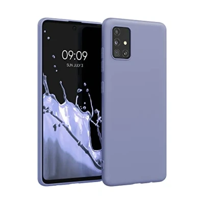 Abbildung von kwmobile Hülle kompatibel mit Samsung Galaxy A51 weiches TPU Silikon Case Cover geeignet für kabelloses Laden Lavendelgrau