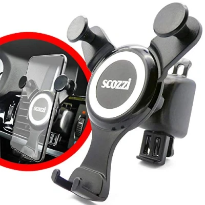 Abbildung von scozzi Handyhalterung Auto Lüftung Schwerkraft Handy KFZ Gitter Halterung Halter zB kompatibel mit Samsung S24 S23 S22 S21 S20 A55 A54 A53 A35 für iPhone 15 14 13 12 11 XR FE Plus Ultra Mini Lite Pro