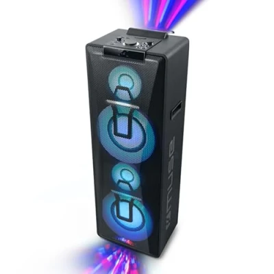 Abbildung von Muse DJ Party Box, Bluetooth Lautsprecher, CD Player (M 1990 DJ) Stereo Pairing, Farbwechsel Lichter, Gitarreneingang, tragbar, 1000 Watt