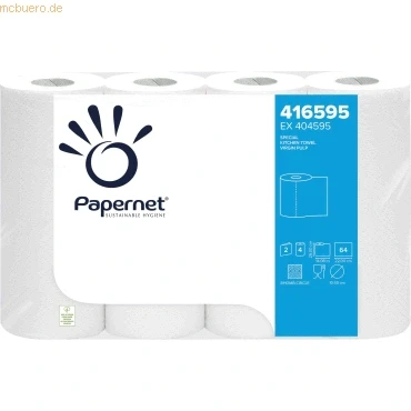 Abbildung von Papernet Küchenrolle 416595 26x22cm 2 lagig weiß 4 Stück