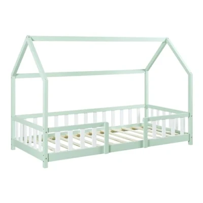 Abbildung von en.casa Kinderbett, »Sisimiut« Hausbett mit Matratze 90 x 200 cm Mint / Weiß