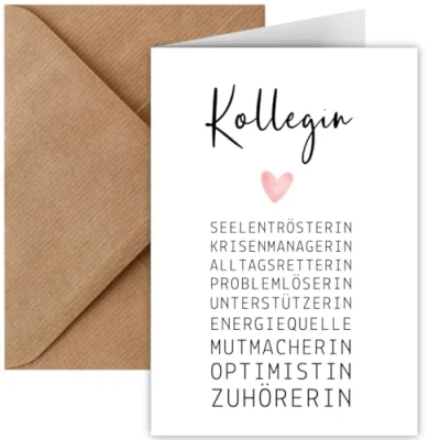 Abbildung von Kollegin Karte Abschied, Geburtstag, Dankeschön Klappkarte mit Umschlag für Lieblingskollegin Abschied Jobwechsel Büro DIN A6 Baby (Kollegin Eigenschaften)