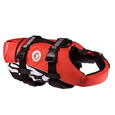 Abbildung von EzyDog DFD Schwimmweste Hund Hundeschwimmweste Schwimmwesten für Hunde Größenverstellbar mit Griff und Reflektoren (M, Rot)