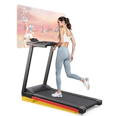 Abbildung von Lacuffy Walking Pad Geeignet für High Tech Geräte, Raceable Laufband Klappbare Max 136 158kg, Zuhause mit APP Steuerung, Faltbares KI Training und Multi Runner Rennen
