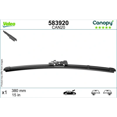 Abbildung von Scheibenwischer Valeo Canopy 583920 380mm Flachbalkenwischblatt, Wischgummi aus &gt;80 % nachhaltigen Materialien FIAT: Grande Punto Schrägheck