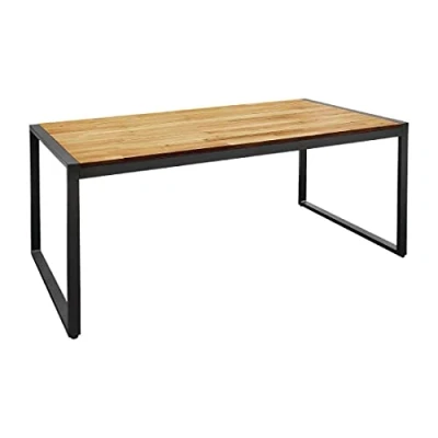 Abbildung von Bolero DS157 rechteckiger Stahl und Akazienholztisch im industriellen Stil, 74cm x 180cm 90cm