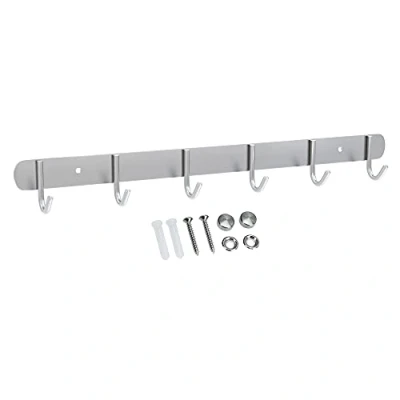 Abbildung von INTIRILIFE Edelstahl Garderobenleiste Modell E 6 Haken 46 x 5 cm Kleiderhaken Garderobe Hakenleiste in verschiedenen Designs