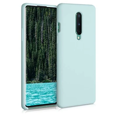 Abbildung von kwmobile Hülle kompatibel mit OnePlus 8 (2020) Silikon Handy Case Handyhülle weiche Oberfläche kabelloses Laden Mintgrün matt