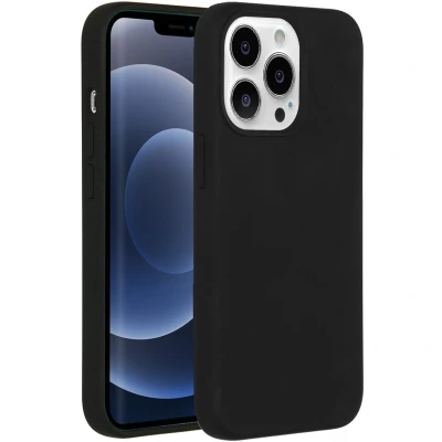 Abbildung von Apple iPhone 13 Pro Hülle Silikon Accezz Soft Case/Backcover Handyhülle Schwarz