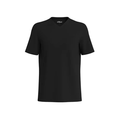 Abbildung von s.Oliver Vausschnitt Tshirt basic, Herren, Größe: Small, Schwarz