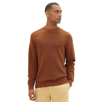Abbildung von TOM TAILOR Herren 1038238 Cosy Basic Crewneck Strick Pullover, 30313 equestrian Brown Melange, M