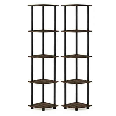 Abbildung von Furinno 5 stufiges Eckdisplay Mehrzweckregal, holz, Columbia Walnuss/Schwarz, 29.46 x 146.56 cm