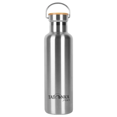 Abbildung von Tatonka Edelstahl Trinkflasche Hot + Cold Stuff Bamboo Lid 750ml Unzerbrechliche Isolierflasche mit Bambusdeckel spülmaschinenfest und BPA frei 0,75l