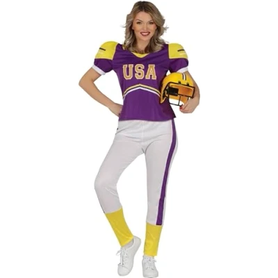Abbildung von FIESTAS GUIRCA American Football Kostüm Damen Größe L 4244 Rugby Frauen inkl. Schulterpolster Oberteil u. Hose Quarterback Footballspieler Karneval, Fasching, Fastnacht