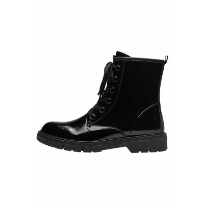 Abbildung von MARCO TOZZI Damen Stiefeletten zum Schnüren Flach mit Reißverschluss, Schwarz (Black Patent), 36 EU