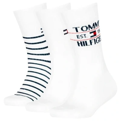 Abbildung von Tommy Hilfiger KIDS SOCK Sport Breton Unisex 3 PACK Socken für Kinder, Größe: 27 30, White/blue