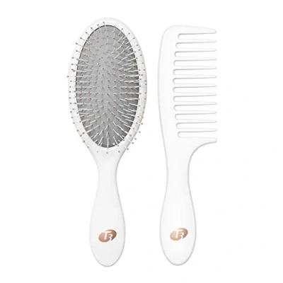Abbildung von T3 Detangle Duo Bürstenset Set aus entwirrender Bürste und Duschkamm Kamm zum Verteilen von flüssigen Haarprodukten &amp; Entwirren nassem Haar Für alle Haarlängen Texturen