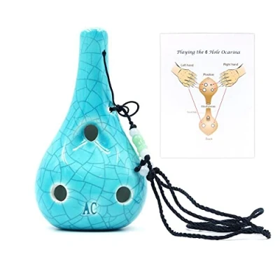Abbildung von Alnicov 6 Loch Ocarina,Weinflasche Stil Alto C Ocarina,Ice Crack Glazed Craft Blue