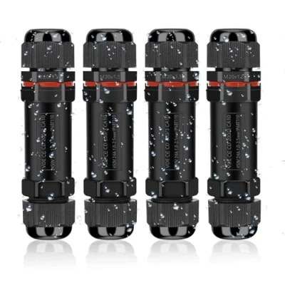 Abbildung von Kabelverbinder Wasserdicht IP68, Verbindungsmuffe Erdkabel Verbindungsbox 3 polig für Ø3 12 mm Kabeldurchmesser, Verteilerdose Abzweigdose Außen Wasserdicht, 4 Stück Schwarz